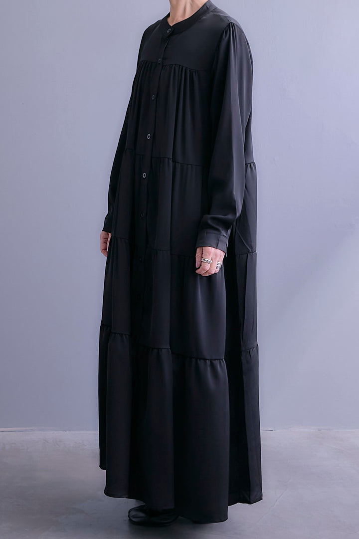 【予約】マットサテンティアードシャツワンピース