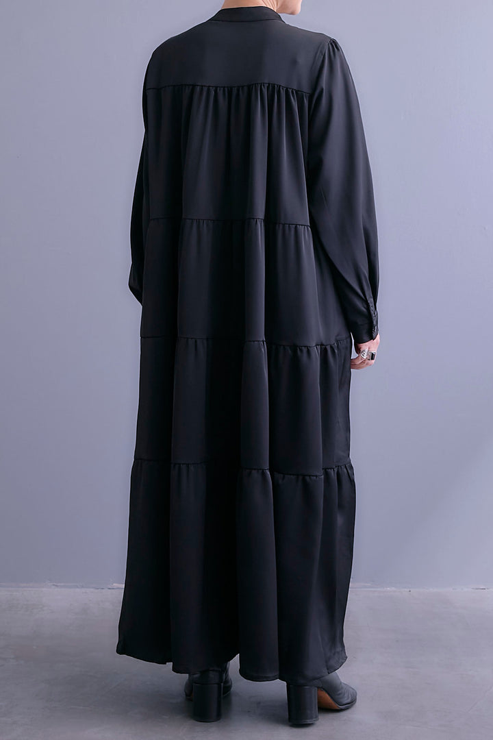 【予約】マットサテンティアードシャツワンピース