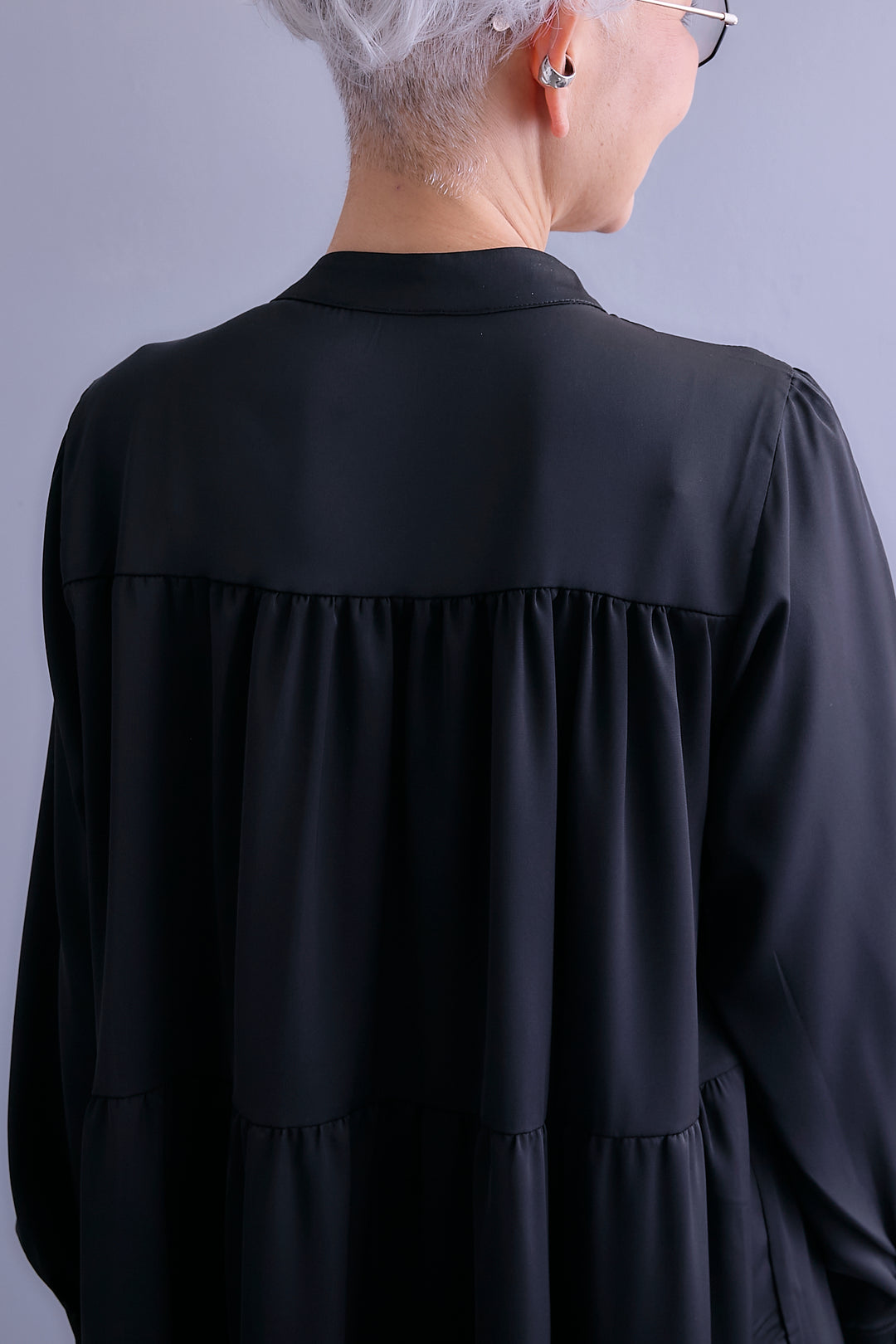 【予約】マットサテンティアードシャツワンピース