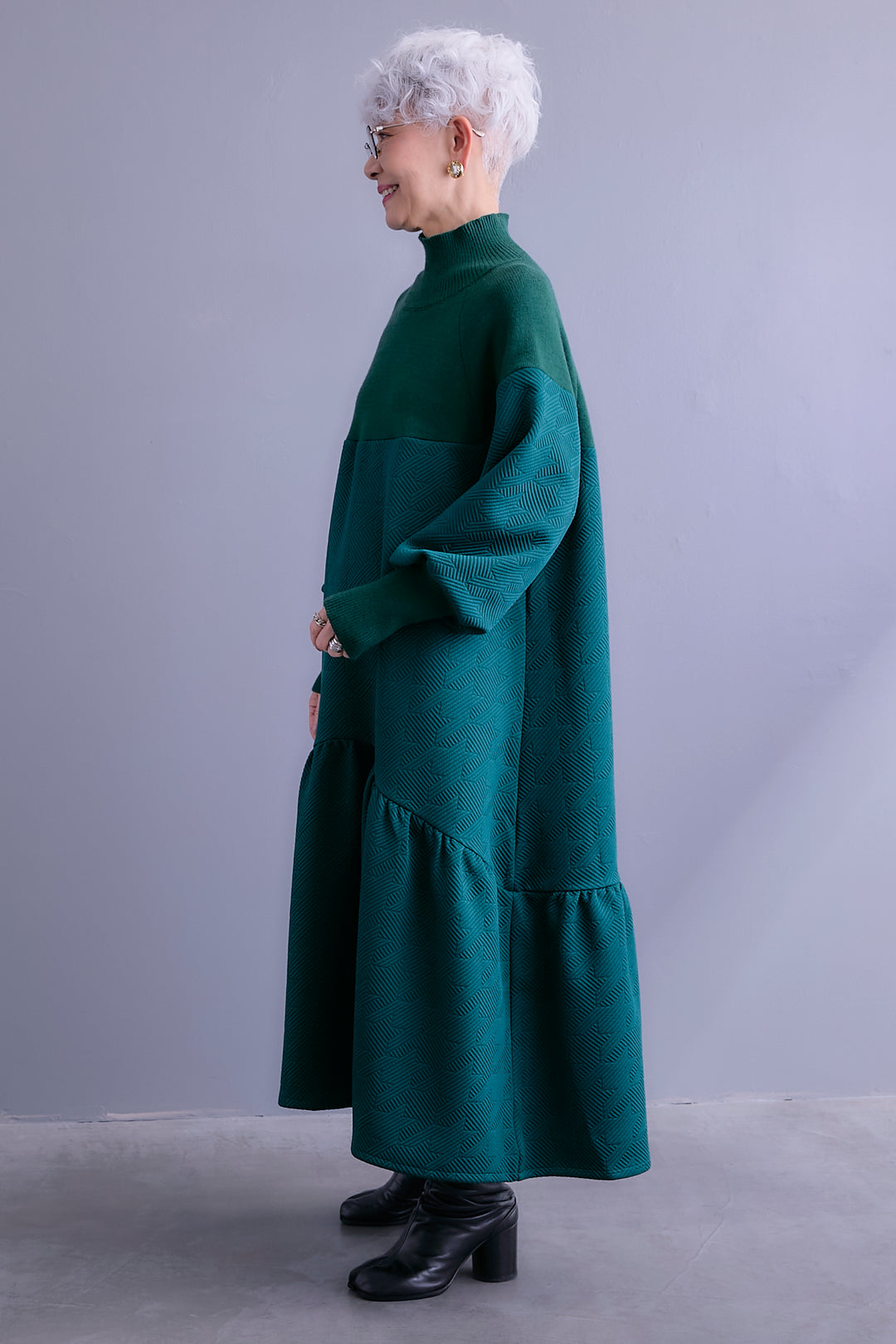 【予約】ジャガードニットコンビワンピース