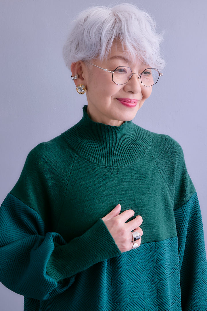 【予約】ジャガードニットコンビワンピース