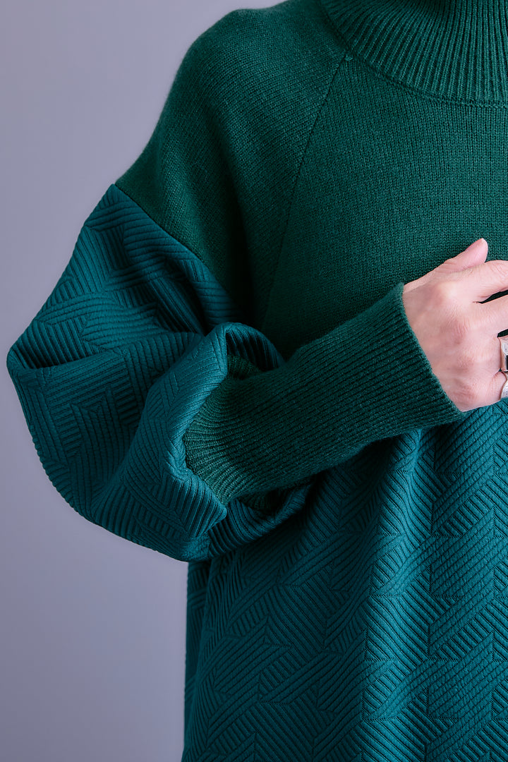 【予約】ジャガードニットコンビワンピース