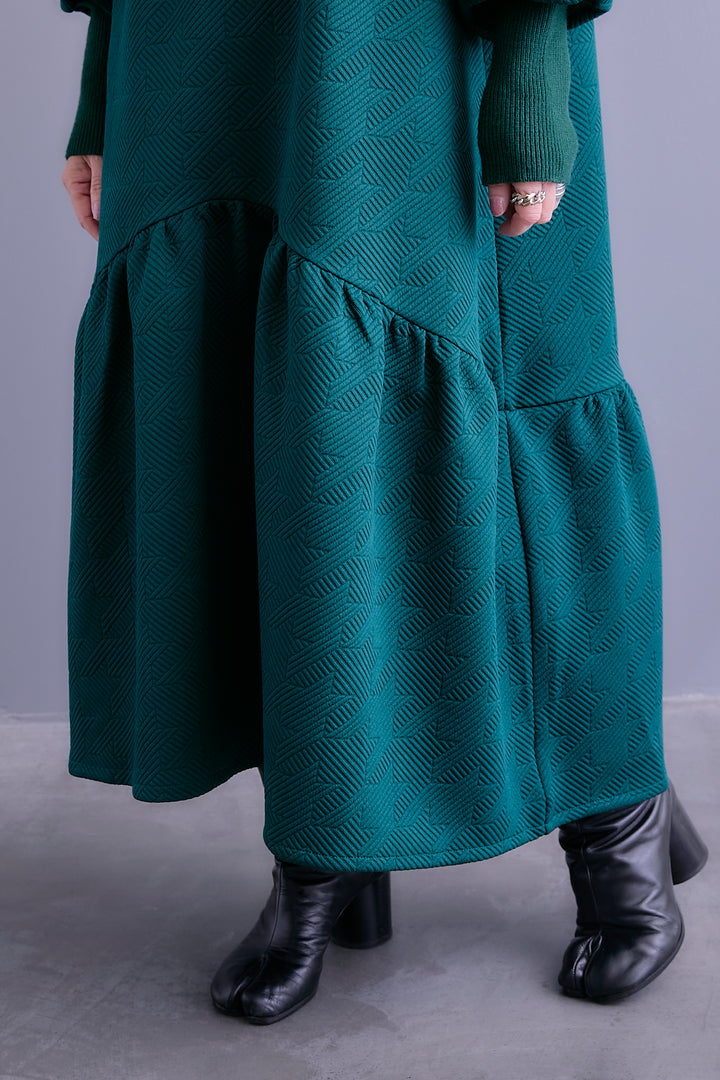 【予約】ジャガードニットコンビワンピース