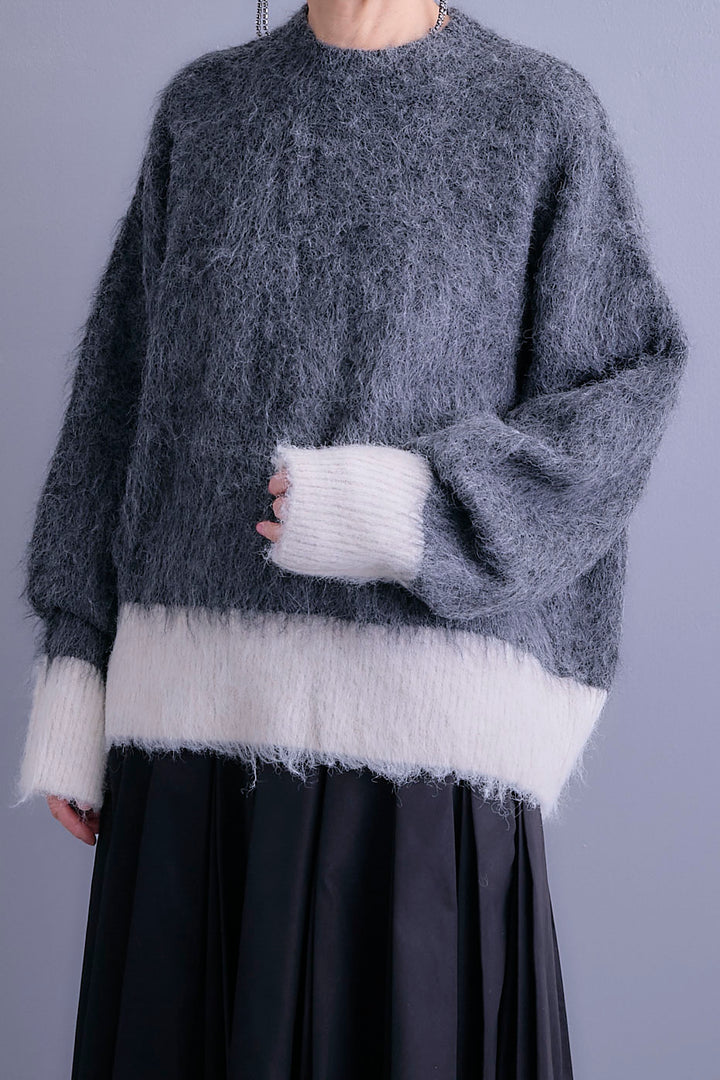 【予約】バイカラーモヘアシャギーニット