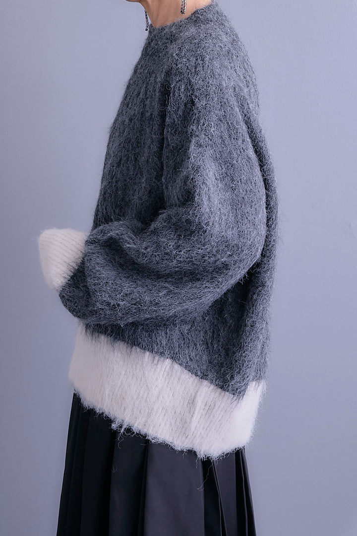 【予約】バイカラーモヘアシャギーニット