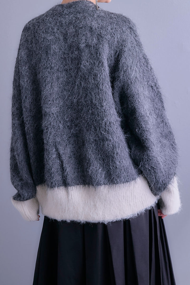 【予約】バイカラーモヘアシャギーニット