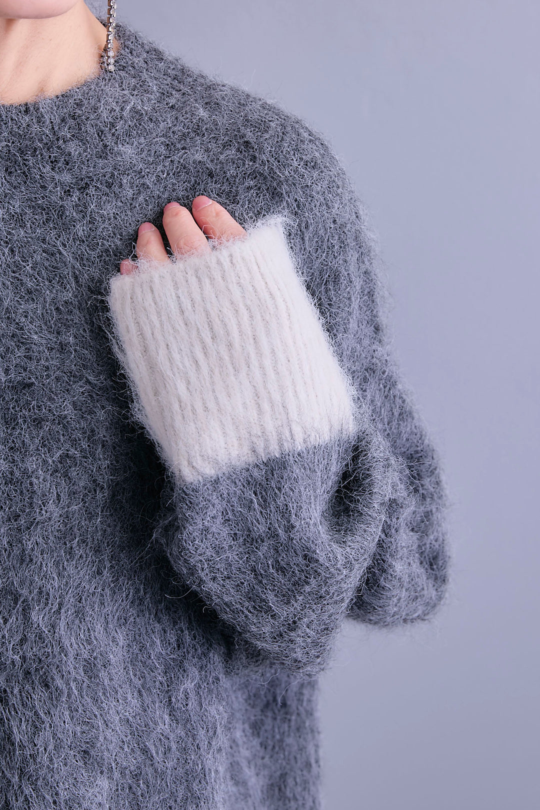 【予約】バイカラーモヘアシャギーニット