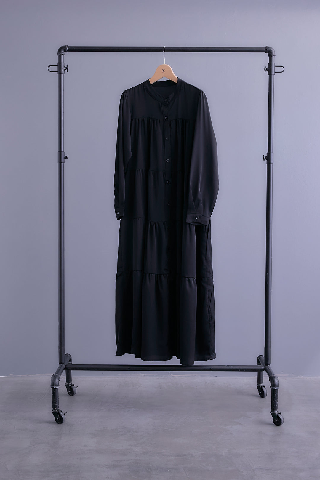 【予約】マットサテンティアードシャツワンピース