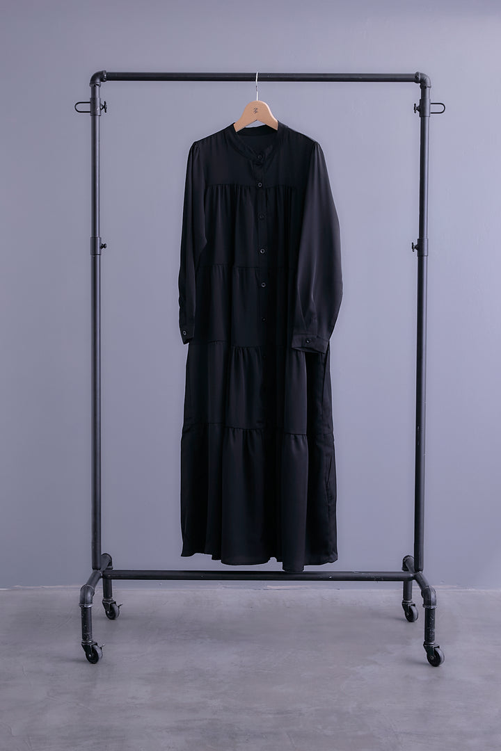 【予約】マットサテンティアードシャツワンピース