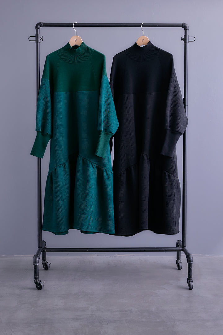 【予約】ジャガードニットコンビワンピース