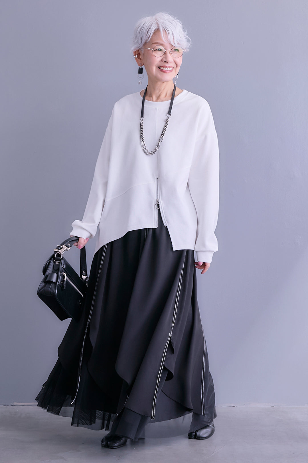 【予約】アシメリングZIPデザインプルオーバー