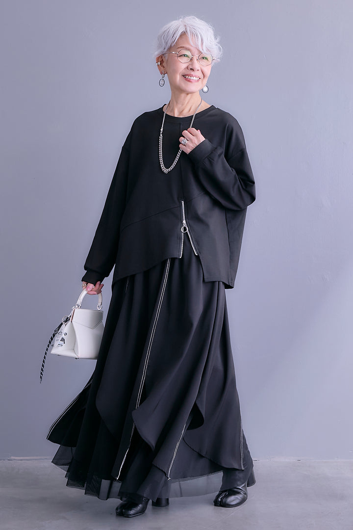 【予約】アシメリングZIPデザインプルオーバー