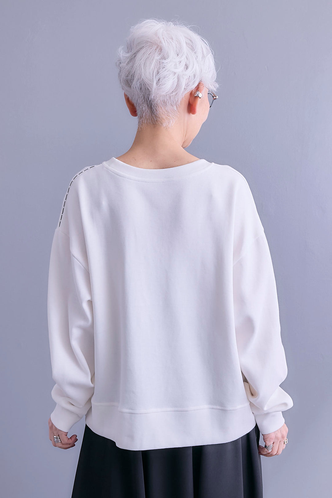 【SET】ステッチデザインアシメZIPプルオーバー+ラップワイドモードパンツ(2set)