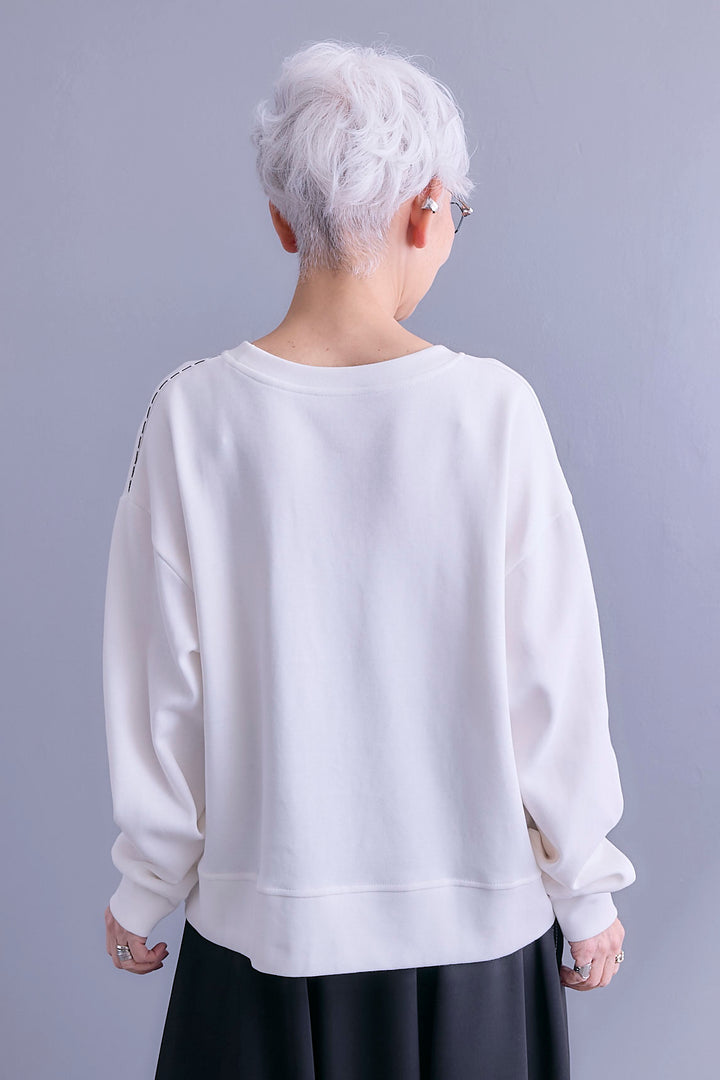 【SET】ステッチデザインアシメZIPプルオーバー+ラップワイドモードパンツ(2set)