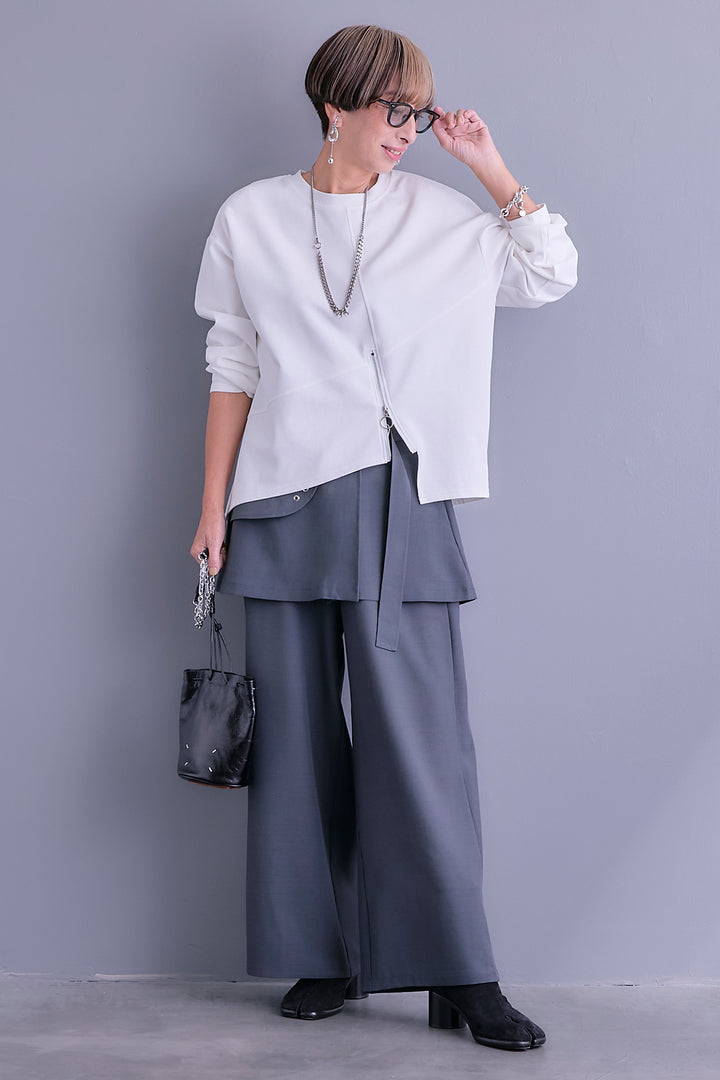 【予約】アシメリングZIPデザインプルオーバー