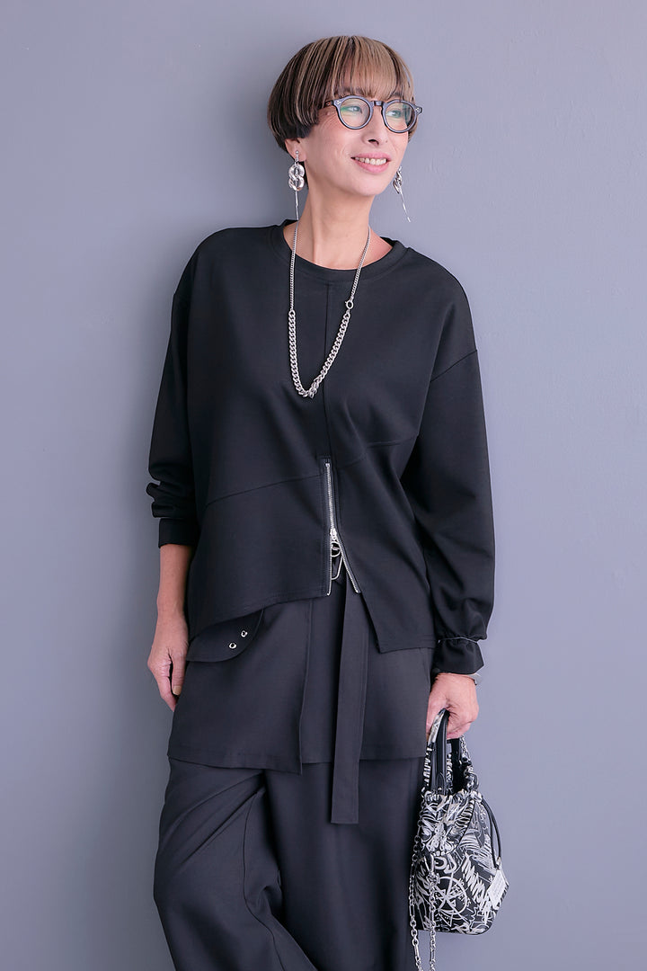 【予約】アシメリングZIPデザインプルオーバー