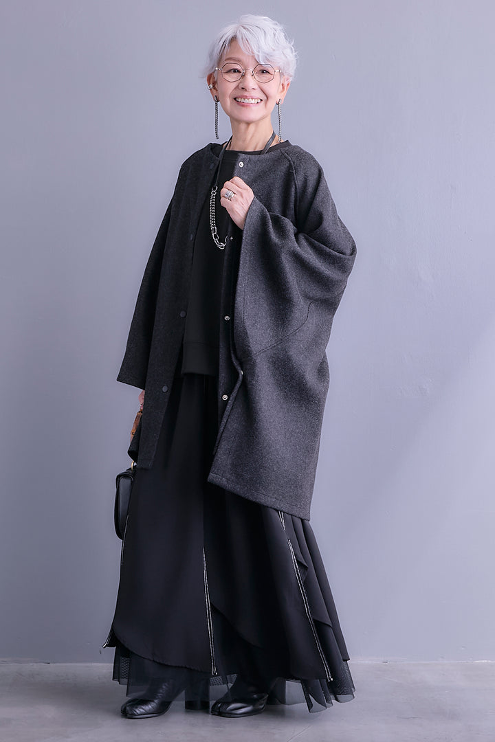 【予約】ウールライクドルマンケープコート
