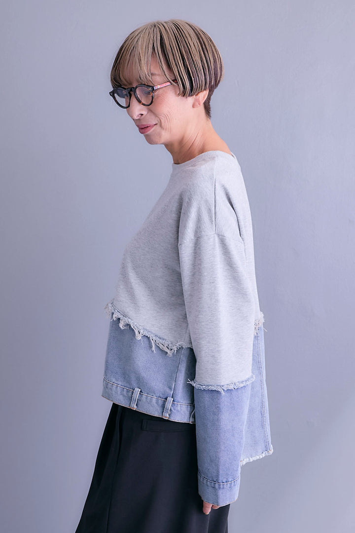 【予約】デニムコンビアシンメトリープルオーバー