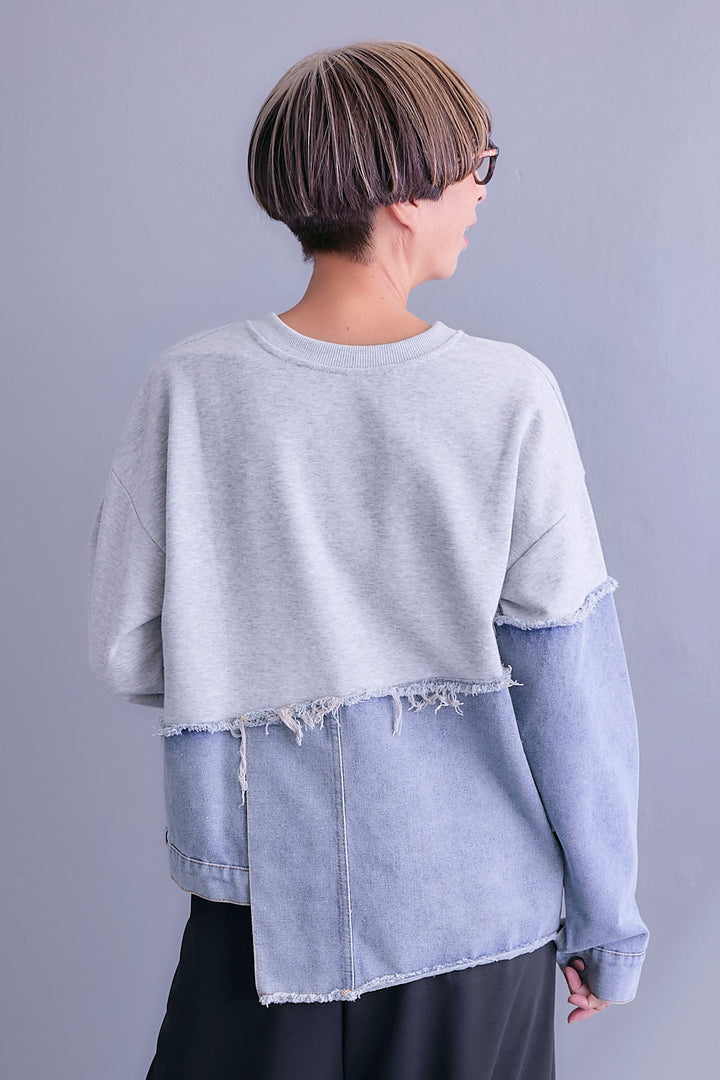 【予約】デニムコンビアシンメトリープルオーバー