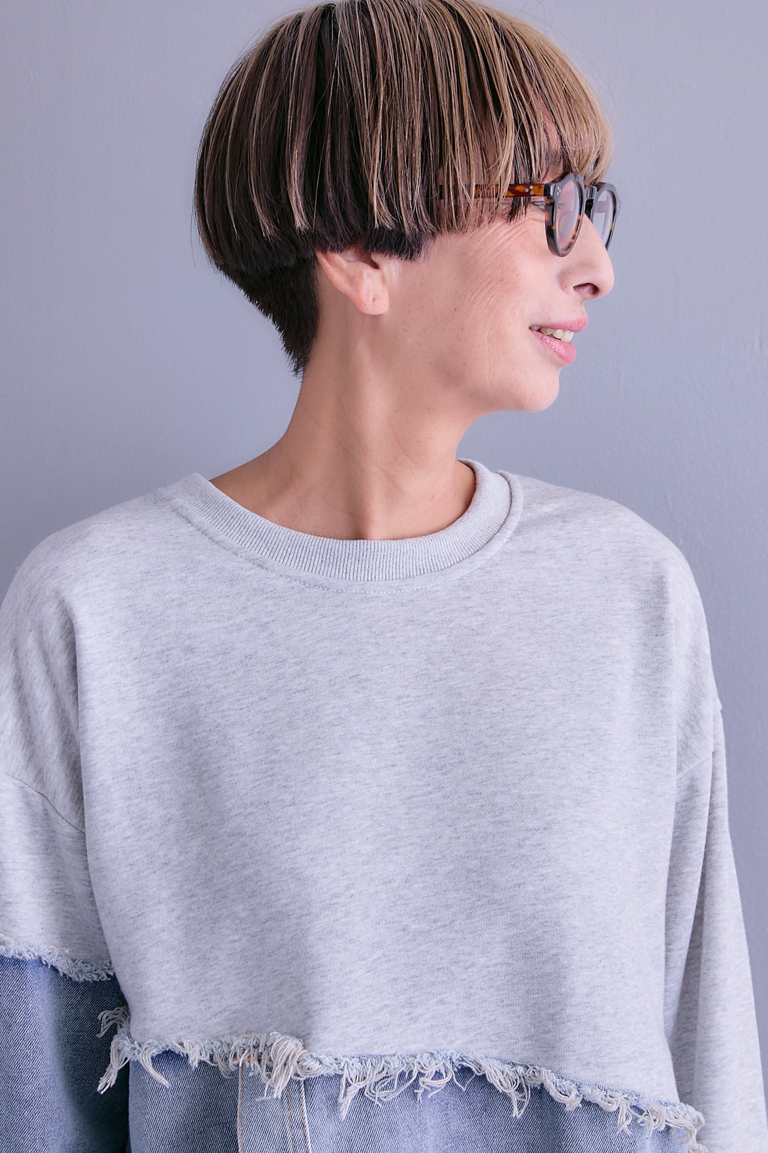 【予約】デニムコンビアシンメトリープルオーバー