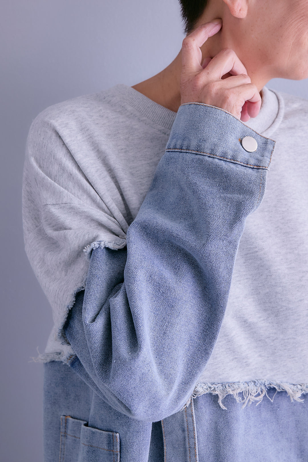 【予約】デニムコンビアシンメトリープルオーバー