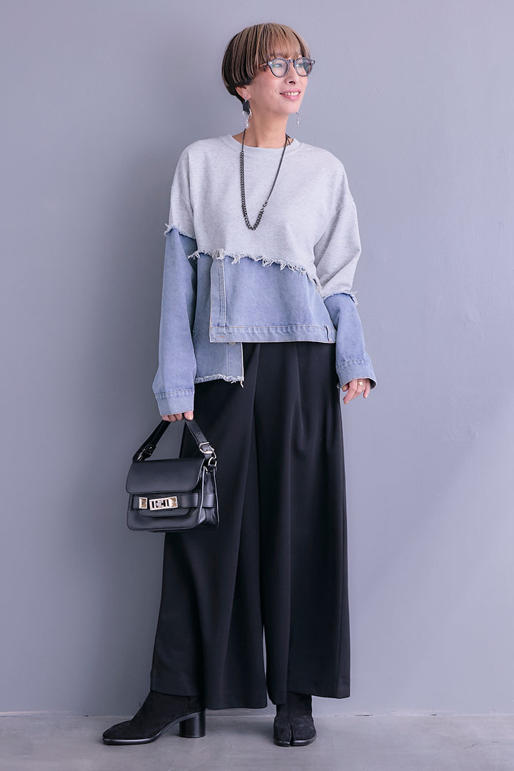 【予約】デニムコンビアシンメトリープルオーバー