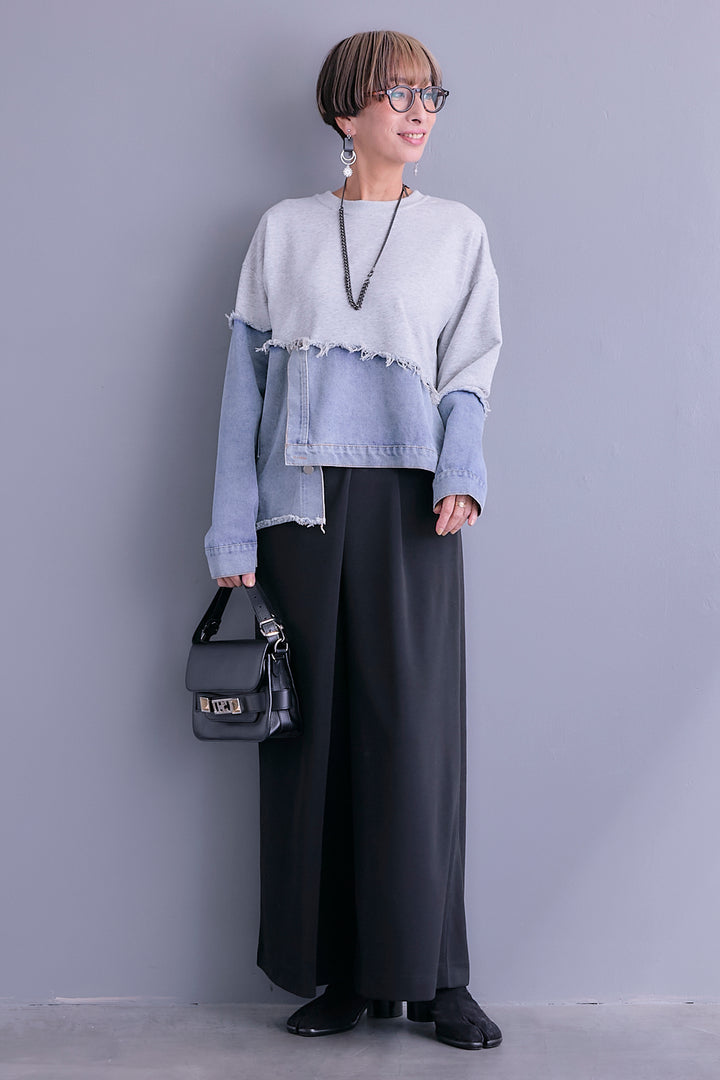 【予約】デニムコンビアシンメトリープルオーバー