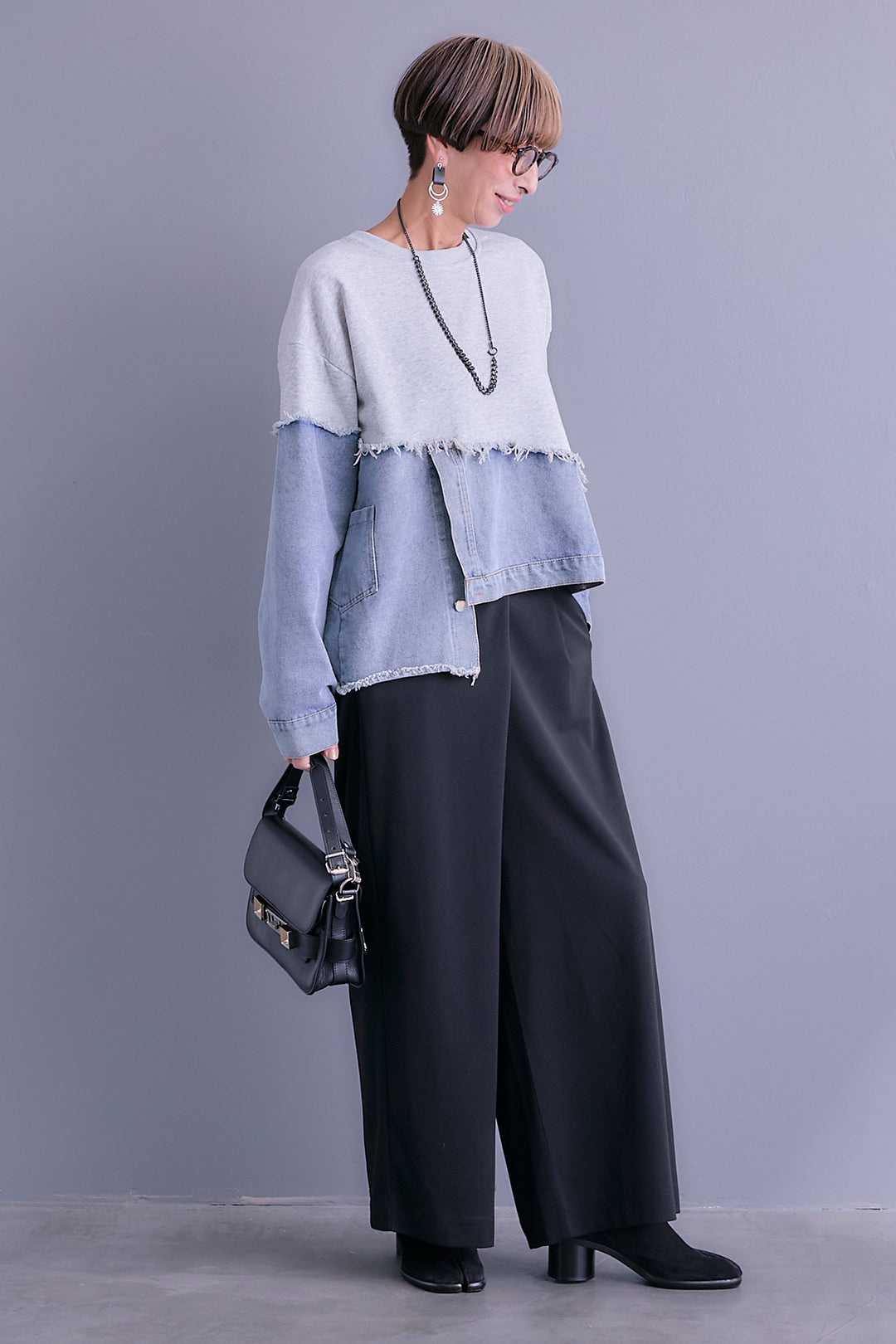 【予約】デニムコンビアシンメトリープルオーバー