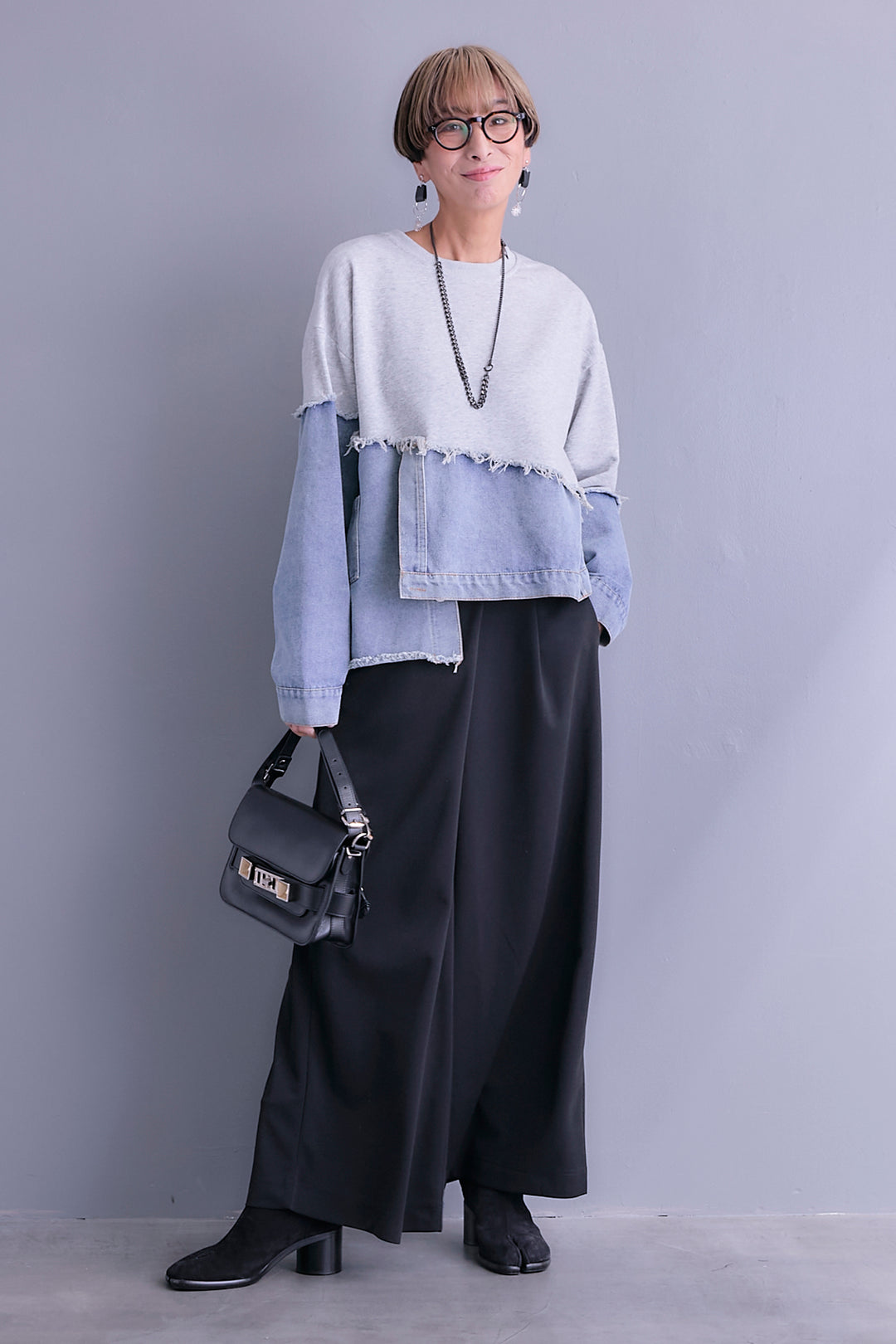 【予約】デニムコンビアシンメトリープルオーバー