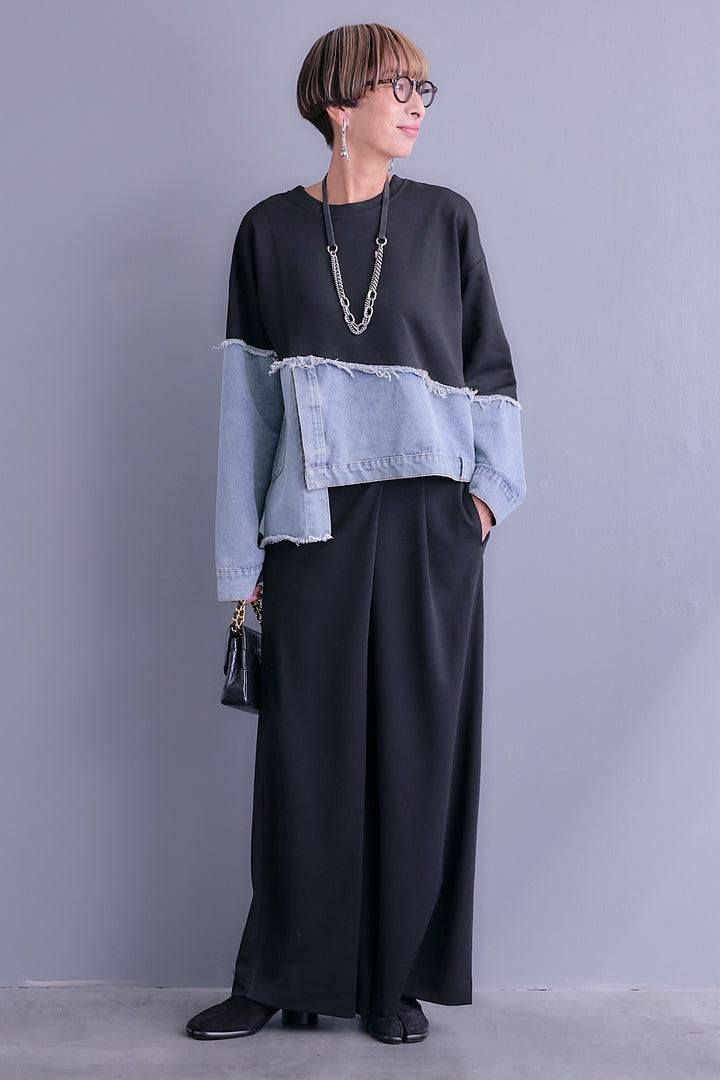 【予約】デニムコンビアシンメトリープルオーバー