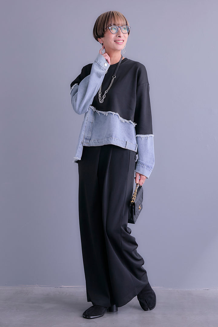 【予約】デニムコンビアシンメトリープルオーバー