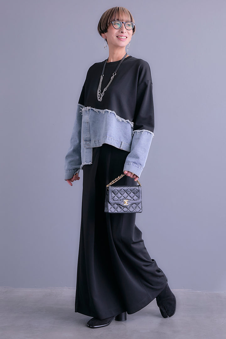 【予約】デニムコンビアシンメトリープルオーバー