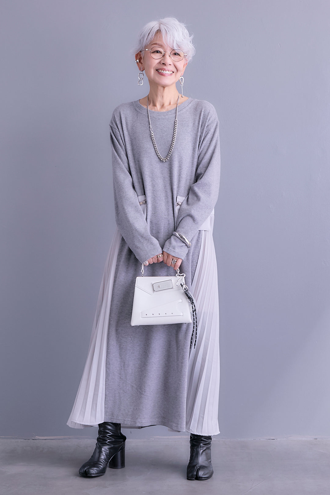 【予約】サイドプリーツニットワンピース