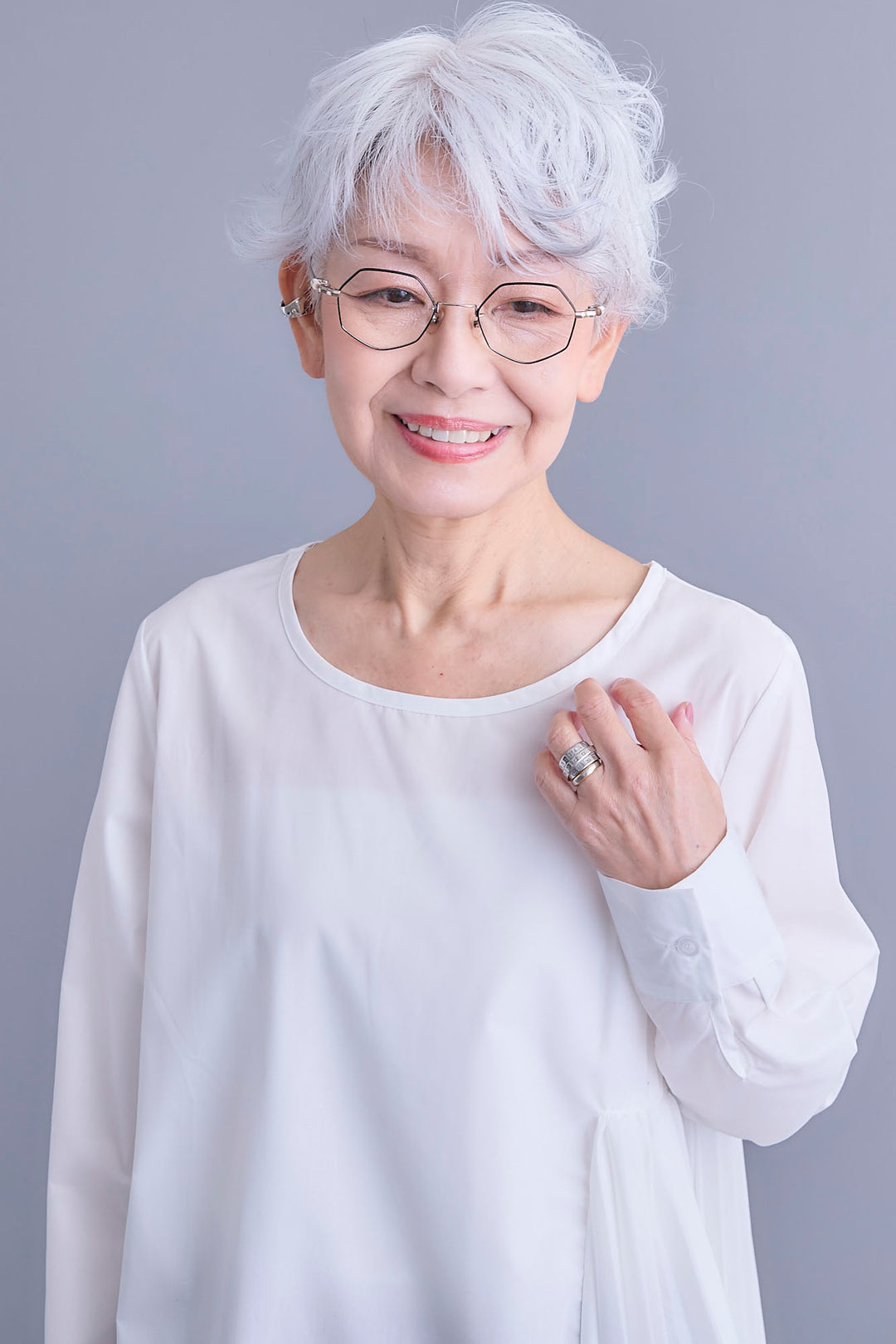 【予約】アシメサイドプリーツブラウス+サイドオープンニットベスト(ベルト付き)