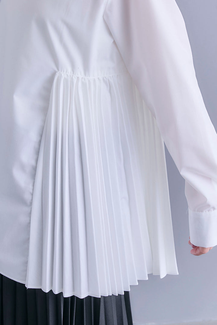 【予約】アシメサイドプリーツブラウス+サイドオープンニットベスト(ベルト付き)