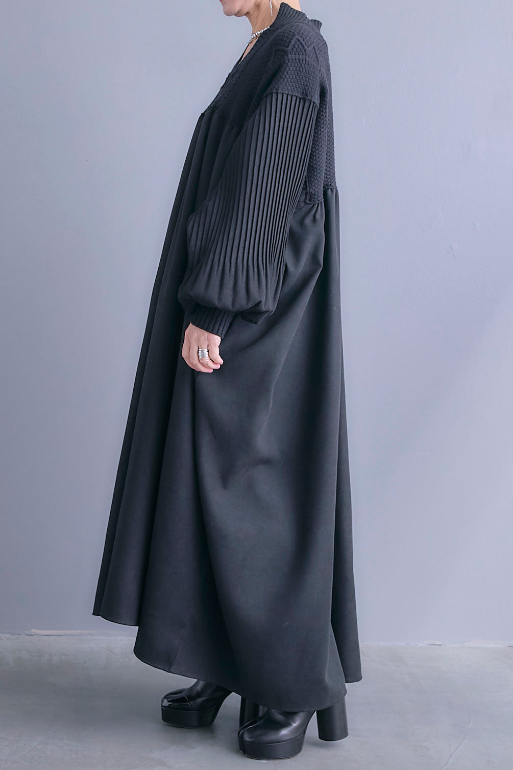 【予約】コーデュロイ×ニットコンビキーネックワンピース