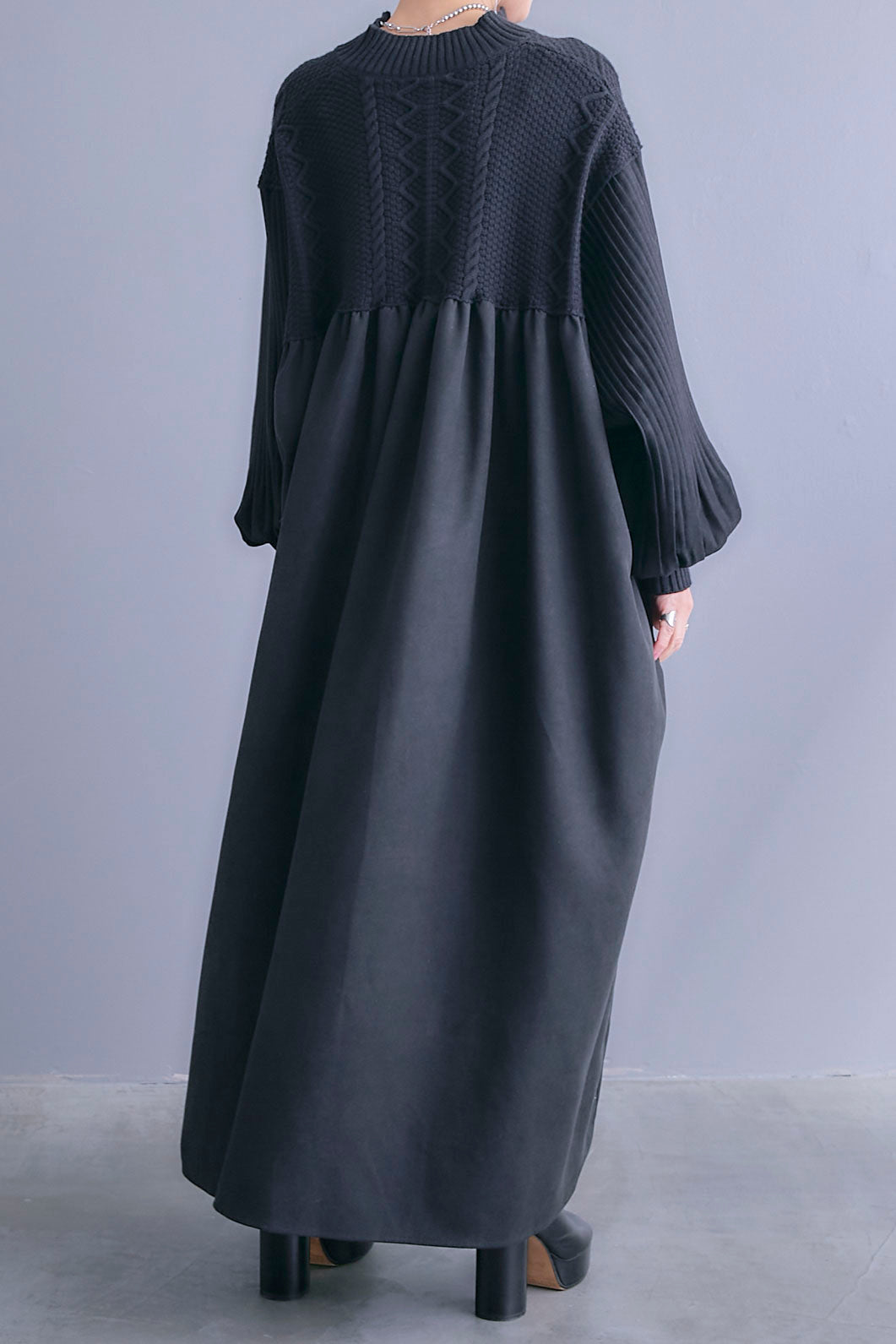 【予約】コーデュロイ×ニットコンビキーネックワンピース