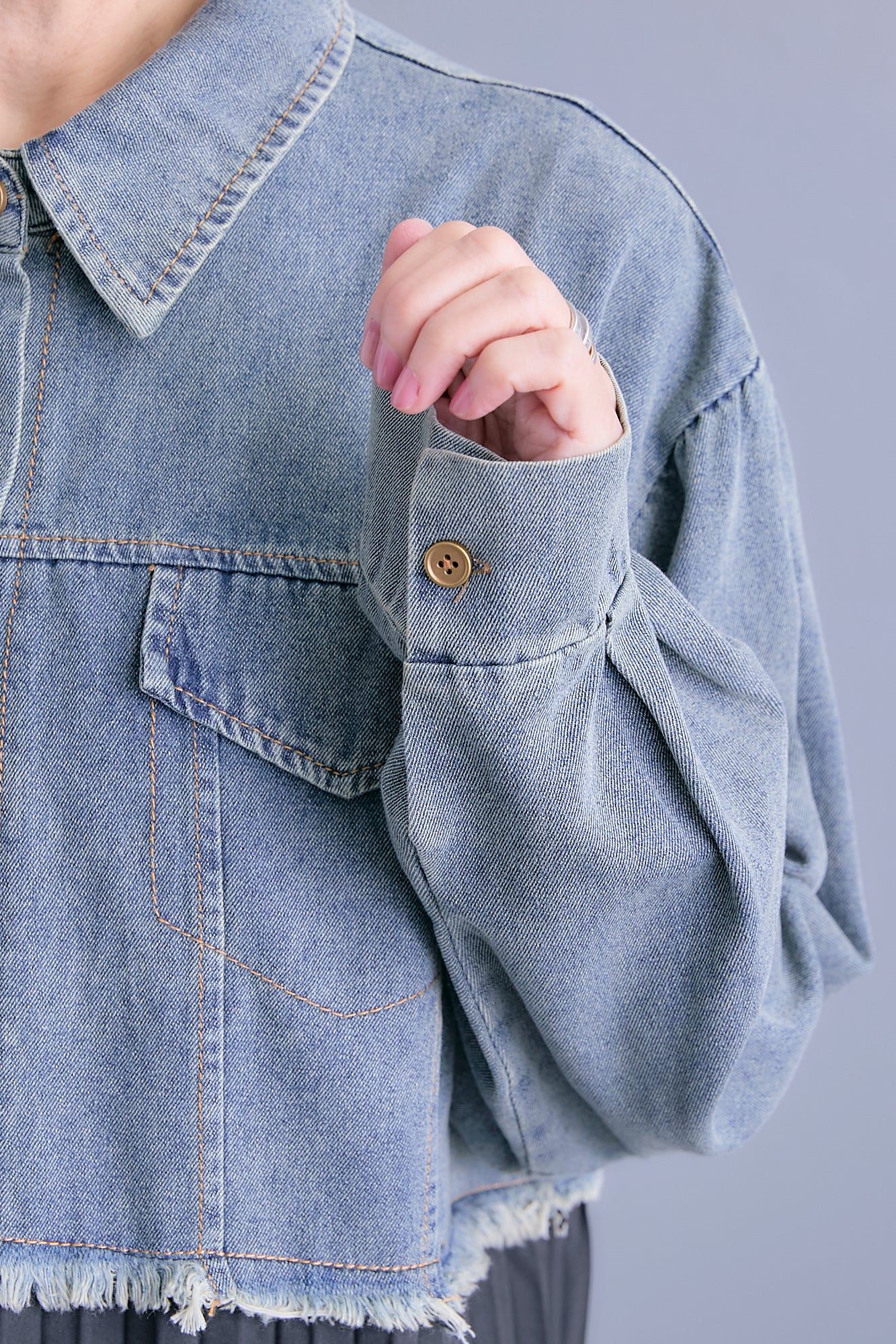 予約】デニムジャケット×プリーツドッキングワンピース – AIJAN