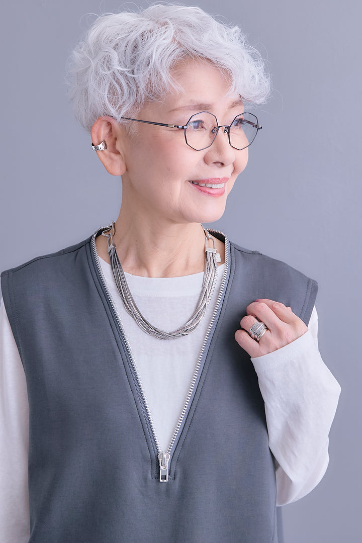 【予約】ZIPオープンVネックベスト+アシメロンT