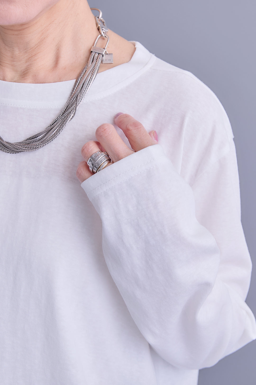 【SET】ZIPオープンVネックベスト+アシメロンT+スズランモノトーンフレアスカート(2set)