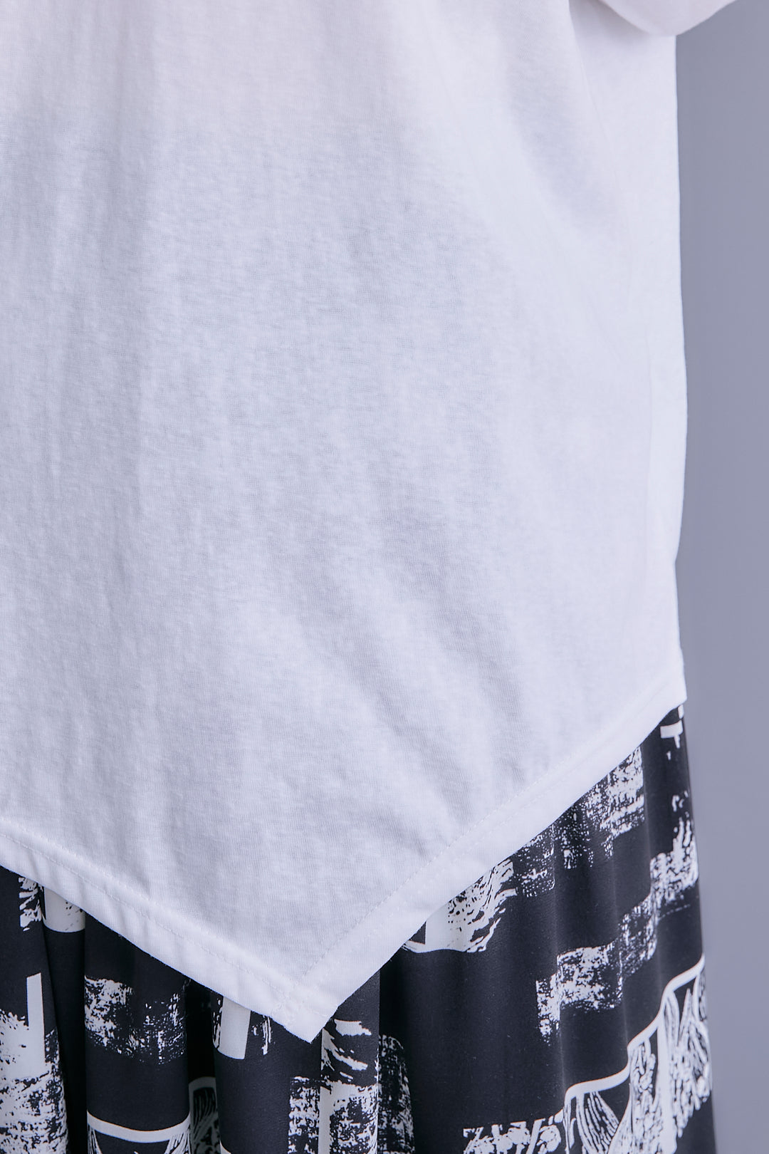 【SET】ZIPオープンVネックベスト+アシメロンT+スズランモノトーンフレアスカート(2set)