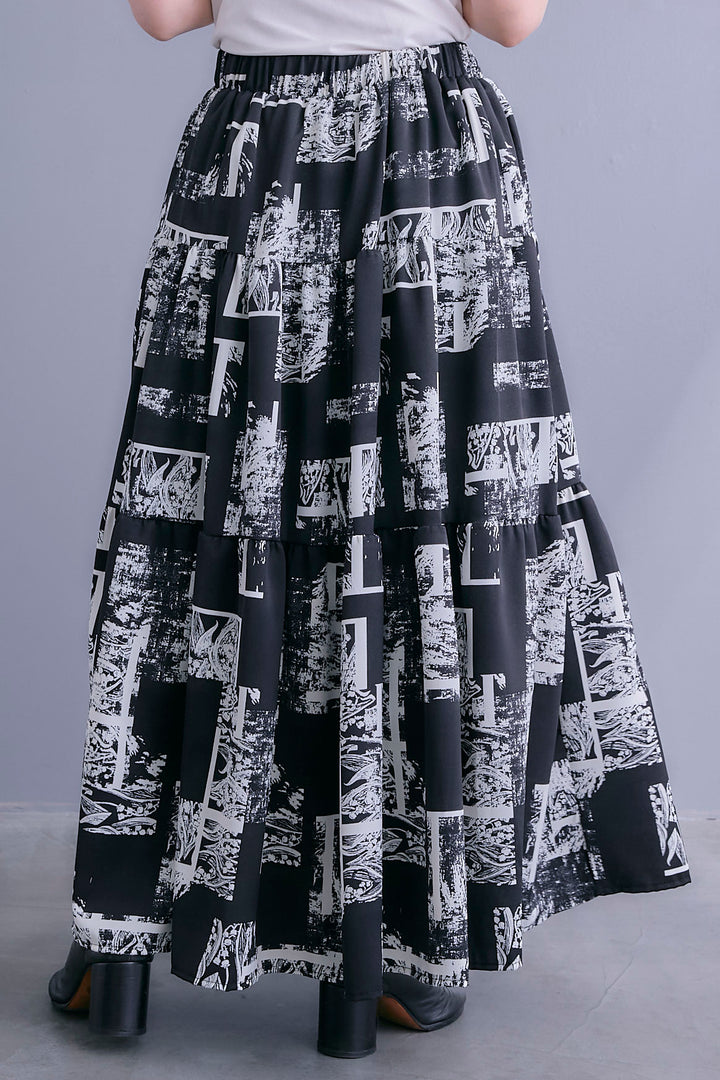 【SET】ZIPオープンVネックベスト+アシメロンT+スズランモノトーンフレアスカート(2set)