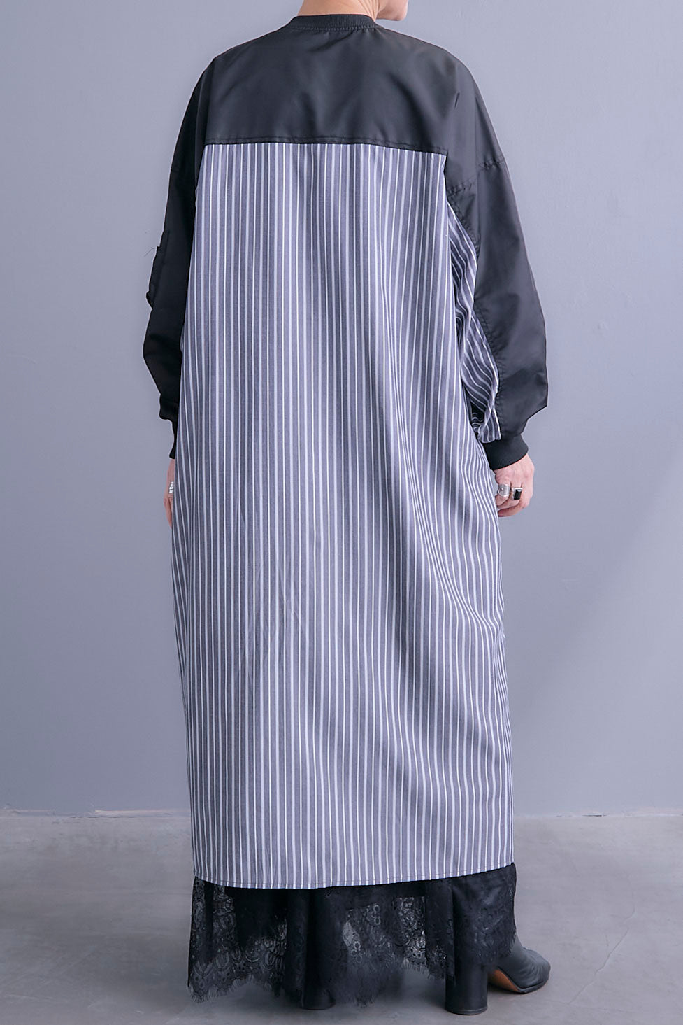 【予約】MA-1スリーブストライプシャツワンピース