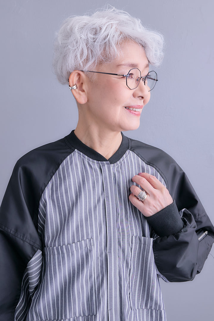 【予約】MA-1スリーブストライプシャツワンピース