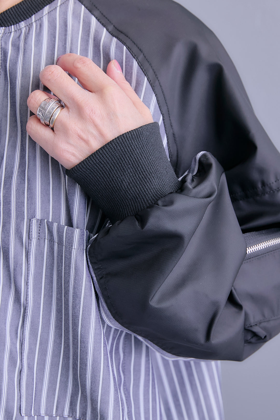 【予約】MA-1スリーブストライプシャツワンピース