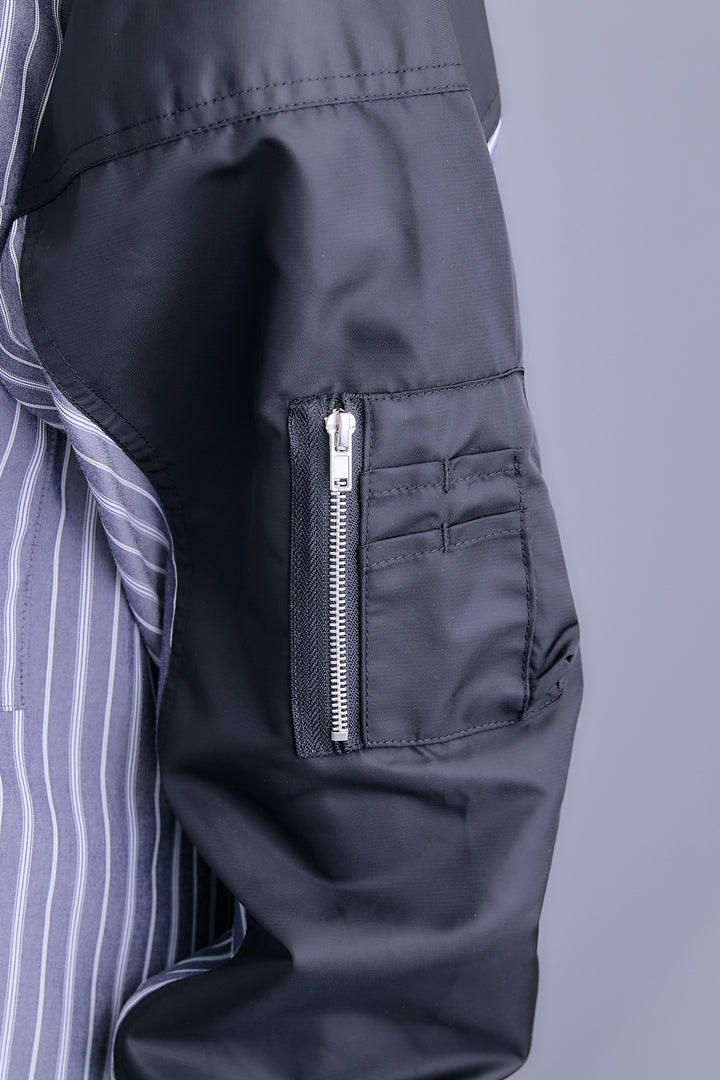 【予約】MA-1スリーブストライプシャツワンピース