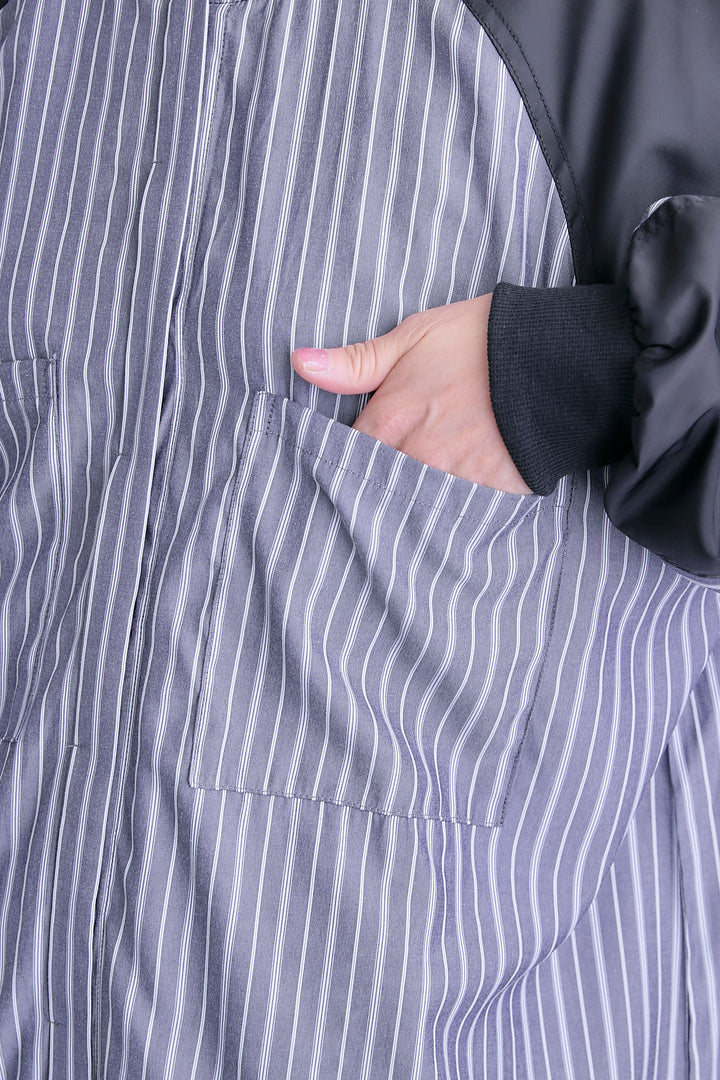 【予約】MA-1スリーブストライプシャツワンピース