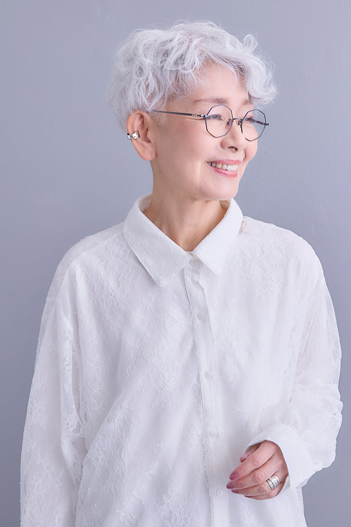 【SET】アイラッシュレースボリュームスリーブシャツ+アシンメトリーロンT+ボックスプリーツロングスカート(3set)