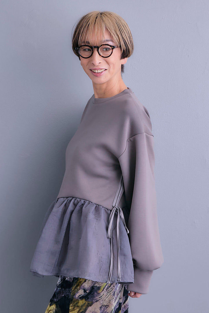 【SET】アシメペプラムオーガンジートップス+ベロアニュアンスアートスカート(2set)