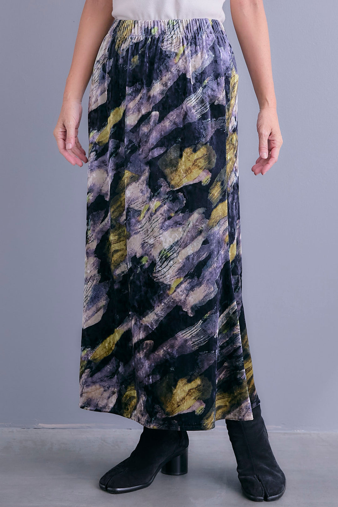 【SET】アシメペプラムオーガンジートップス+ベロアニュアンスアートスカート(2set)